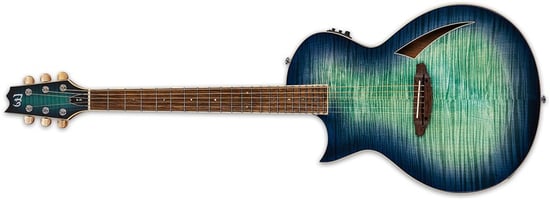 ESP LTD TL-6 Thinline Electro Acoustic, Aqua Marine Burst, Left Handed