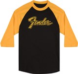 Fender Doodle 3/4 Sleeve Raglan Shirt Black and Yellow M