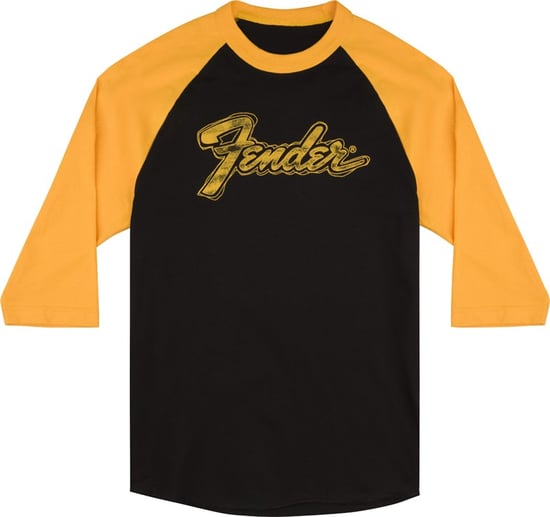 Fender Doodle 3/4 Sleeve Raglan Shirt Black and Yellow S