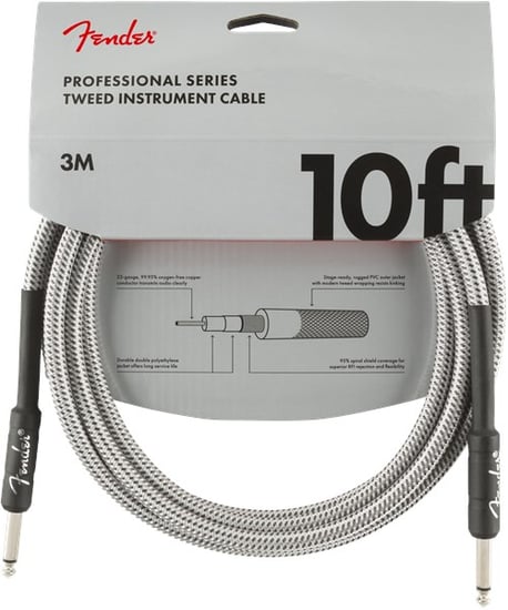 Fender Professional Instrument Cable, 3m/10ft, White Tweed