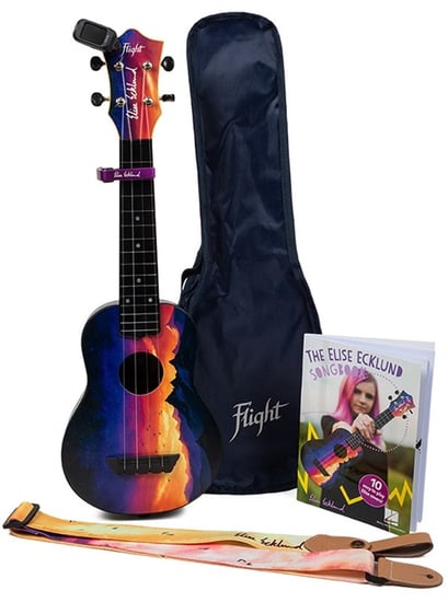 Flight Elise Ecklund ABS Travel Ukulele Bundle, Sunset