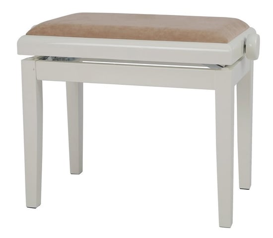 Gewa 130150 Piano Bench Deluxe White High Gloss, Beige Seat