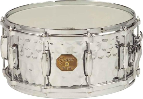 Gretsch USA G-4000 Hammered Chrome Over Brass Snare (14x6.5in) - G-4164-HB