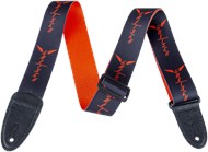 Gretsch Wing Logo Pattern Guitar Strap, Black with Orange Logos