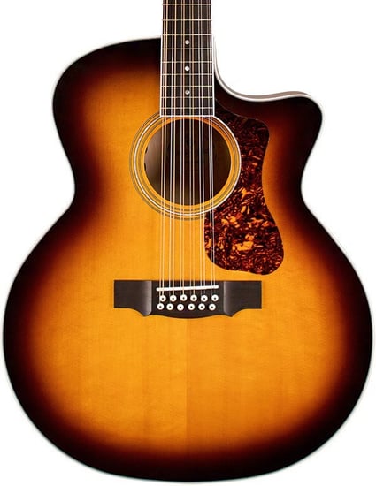 Guild F-2512CE Deluxe 12 String Jumbo Electro Acoustic, Flamed Maple, Antique Burst