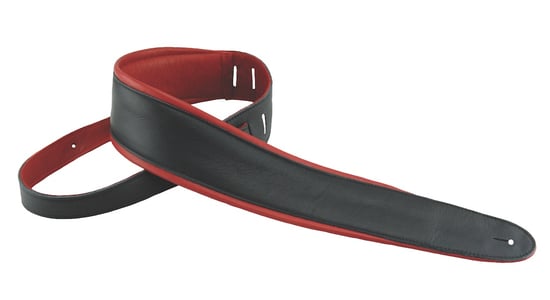 Henry Heller Padded Luxe Glove Capri Leather Guitar Strap (Black/Red, HPAD25-5)