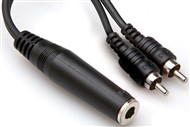 Hosa ¼in Female Jack to Dual Phono Y Cable (YPR-131) 0.5ft