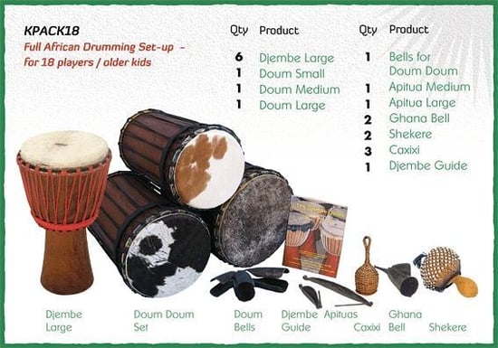 Full African Drumming Kit - For 18 Players / Older Kids