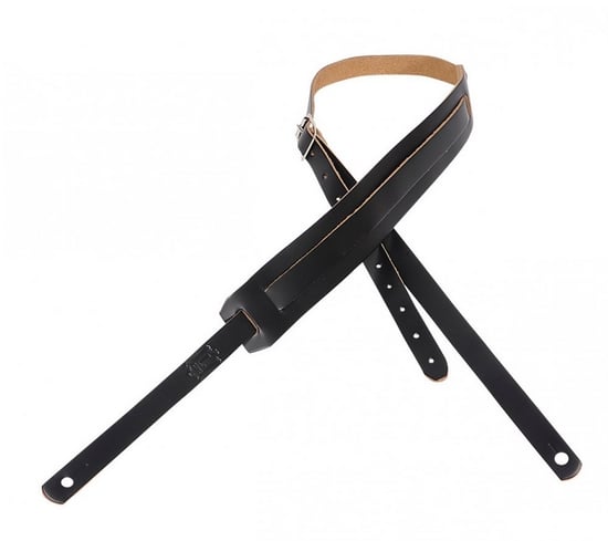 Levys M11 '50s Style Basic Leather Guitar Strap With Moveable Pad and Buckle (Black)