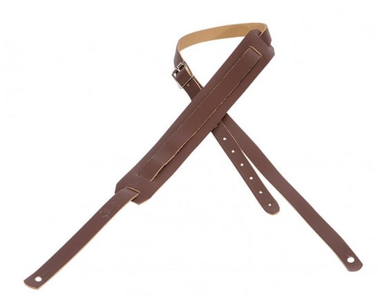 Levys M11 '50s Style Basic Leather Guitar Strap With Moveable Pad and Buckle (Brown)