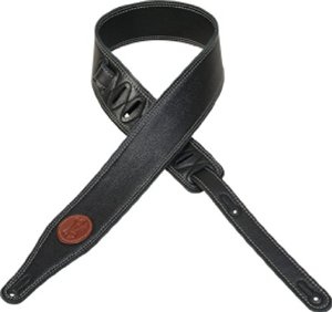 Levys M17SS-BLK Leather Guitar Strap (Black)