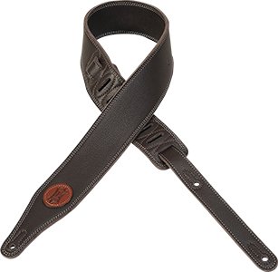 Levys M17SS-DBR Leather Guitar Strap (Dark Brown)