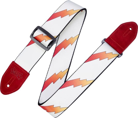 Levys MPRB2 Print Rainbolt Polyester Strap, White Red