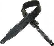 Levys MV17T10-BLK Carving Leather Guitar Strap with Tribal Design and Decorative Stitching (Black)