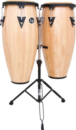 LP Aspire Conga Set with Double Stand (Natural/Black)