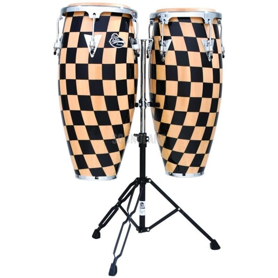 LP Aspire Accent Conga Set with Double Stand (Checkerboard)