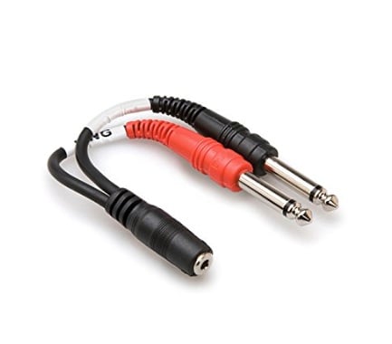 Lynx 35LS/2J 3.5mm Stereo Jack Socket to 2 x 6.35mm Mono Jack Plugs 15cm