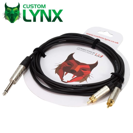 Lynx Custom Neutrik 6.35mm Mono TRS Jack to 2 x RCA Phono Plugs, 10m