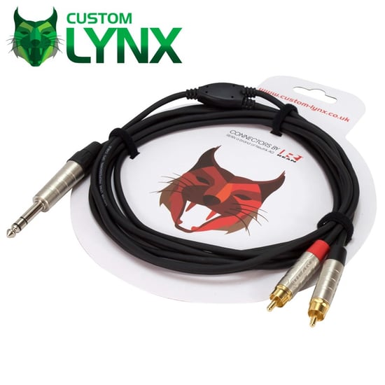Lynx Custom Neutrik 6.35mm Stereo TRS Jack to 2 x RCA Phono Plugs, 5m