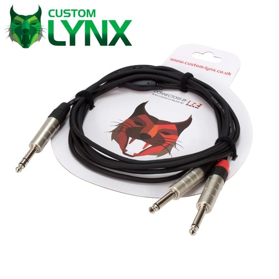 Lynx Custom Neutrik 6.35mm Stereo TRS Jack to 2 x 1/4in Mono Jack Plugs, 10m