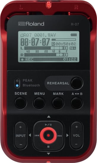 Roland R-07 High Resolution Portable Audio Recorder, Red