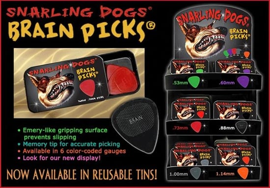 Snarling Dogs Brain Picks 12 Pick Tin (1.14mm)