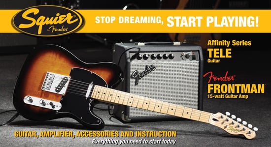 Squier Stop Dreaming, Start Playing Set: Affinity Series Telecaster Pack with Fender Frontman 15G Amp (Brown Sunburst)
