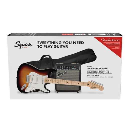 Squier FSR Stratocaster Pack, MN, 3-Tone Sunburst