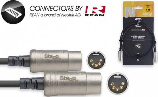 Stagg NMD MIDI Cable (3m/10ft, Neutrik/Rean) - NMD3R