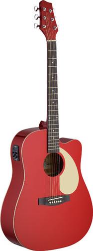 Stagg SA30DCE Electro Acoustic Dreadnought Guitar (Red)