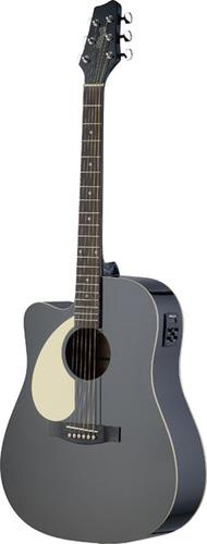 Stagg SA30DCE-BK LH Electro Acoustic Dreadnought Guitar (Black)