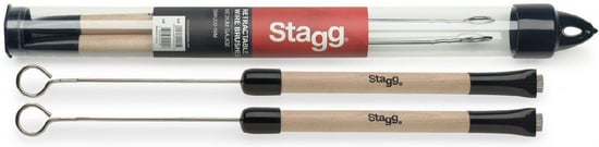 Stagg Telescopic Wire Brushes (Wooden Handle)
