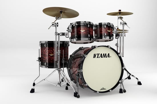 Tama BG42ZBNS Starclassic Bubinga 4 Piece Shell Pack (Volcanic Red Burst, Black Nickel)