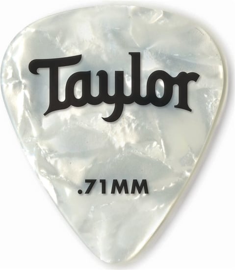 Taylor 80713 Celluloid 351 Picks, .71mm, White Pearl, 12 Pack