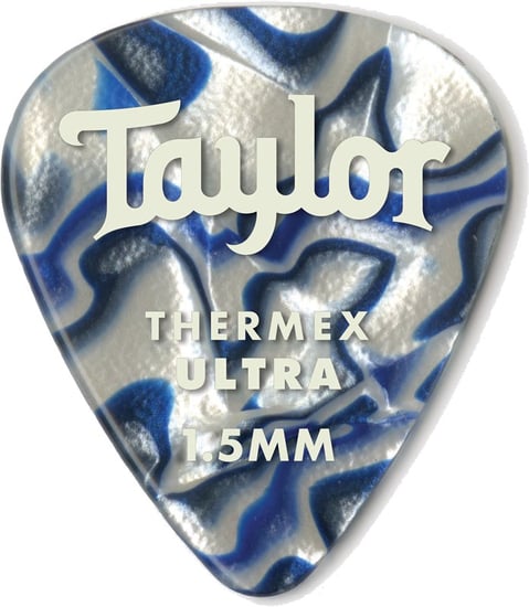 Taylor 80728 Thermex Ultra 351 Picks, 1.5mm, Blue Swirl, 6 Pack