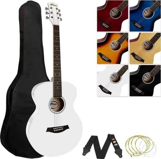 Tiger ACG2 Acoustic Guitar Pack for Beginners, White