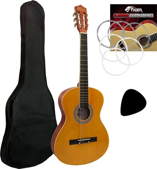 Tiger CLG2-44 Full Size Classical Spanish Guitar Beginners﻿ Starter Kit