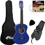 Tiger CLG4-BL, 3/4 Size Classical Spanish Guitar Pack, Blue