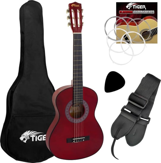 Tiger CLG6-RD, Beginners 1/2 Size Classical Guitar Pack, Red