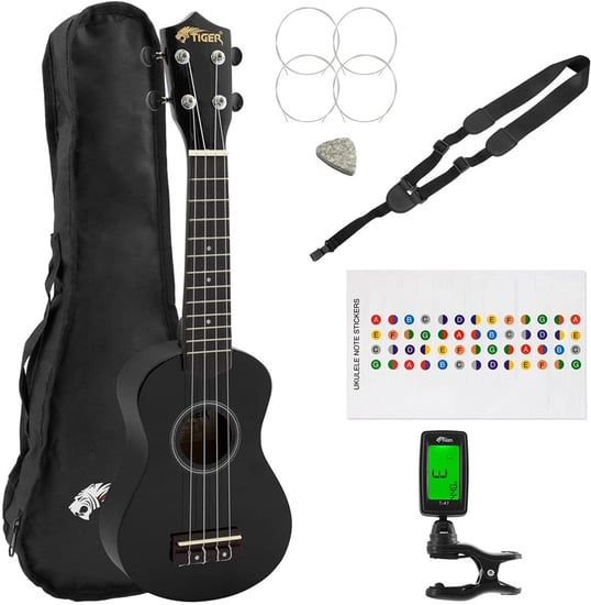 Tiger UKEKIT-BK, Soprano Ukulele Kit, Black