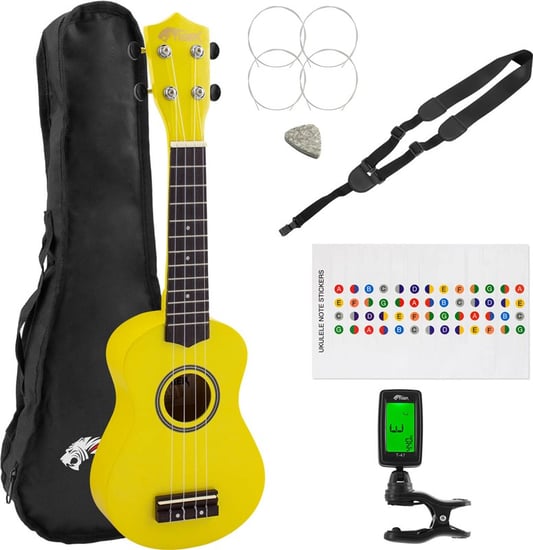 Tiger UKEKIT Soprano Ukulele Pack for Beginners, Yellow