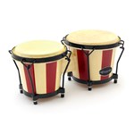 World Rhythm BON14 Oak Bongos, 6in/7in, Natural/Red Stripe