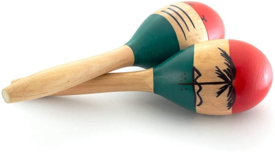 World Rhythm MAR64 Hand Painted Wooden Maracas, Small, Natural