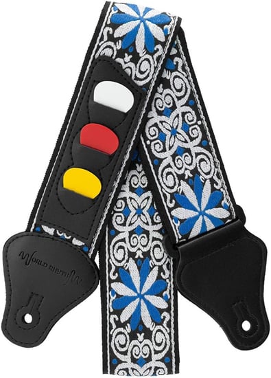 World Rhythm WR-213 Embroidered Strap, Floral Blue