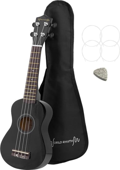 World Rhythm WR-305 Soprano Ukulele with Bag, Black