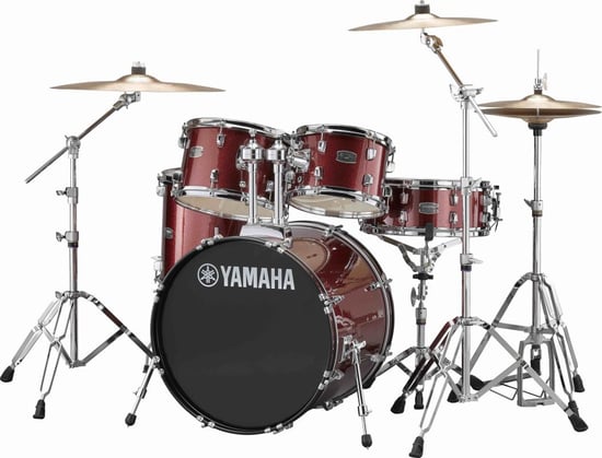 Yamaha Rydeen 5 Piece Fusion Kit with Cymbals, Burgundy Glitter