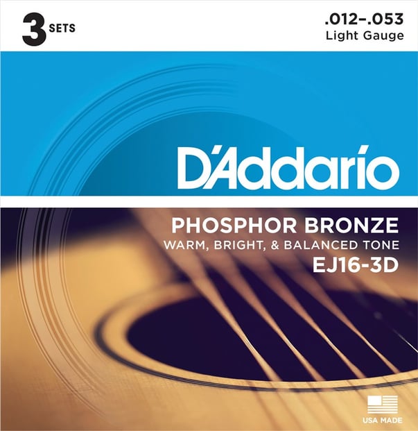 D Addario EJ16 3D Phosphor Bronze Acoustic Light 12 53 GAK