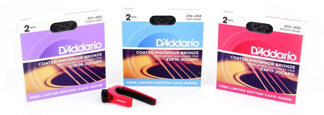 D Addario EXP26 Twin Pack With Free Red NS Capo Light