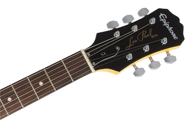 Epiphone Les Paul SL Sunset Yellow headstock