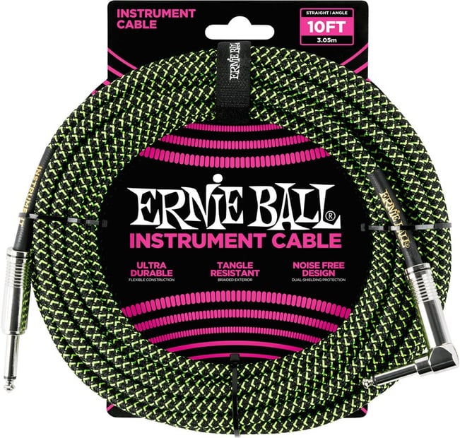 Ernie Ball Instrument Cable 3m Black/Green